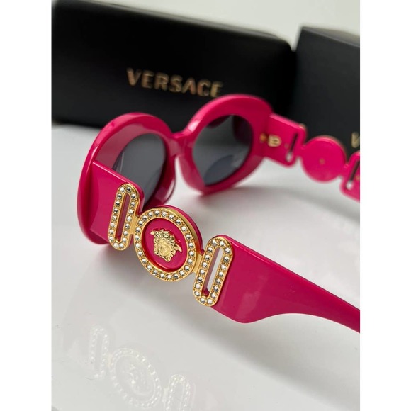 NEW Versace VE4426BU Dark Pink Crystal Logo Sunglasses - Picture 13 of 13